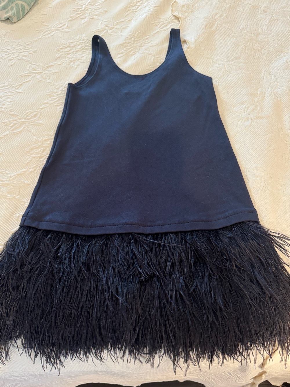 Theory Navy Medium Jocelyn Feather Hem Tank Dress - cotton T shirt Style dress
